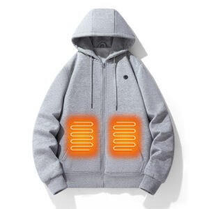Men Smart Heated Hoodie – Electric Warming Zipper Jacket for Outdoor Use